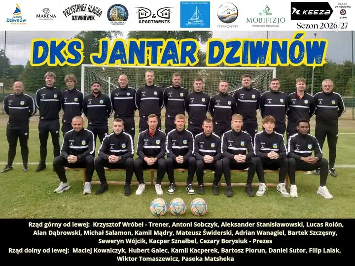 Kadra Jantar Dziwnów na sezon 2026/2027 – skład i sponsorzy