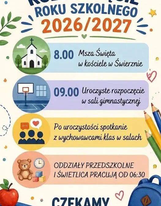 Rozpoczęcie roku szkolnego 2026/2027 w Świerznie – harmonogram i informacje