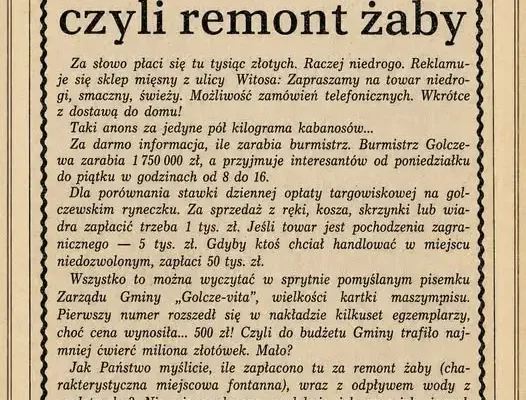 Odkrywamy historię Golczewa: unikalny wycinek prasowy z 1990 roku