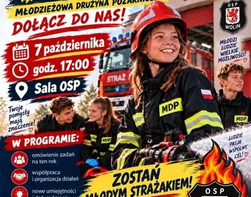 Młodzieżowa Drużyna Pożarnicza w Wolinie zaprasza na spotkanie organizacyjne