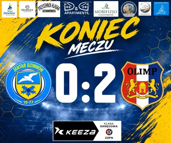 Jantar Dziwnów przegrywa 0:2 mimo gry w dziewiątkę