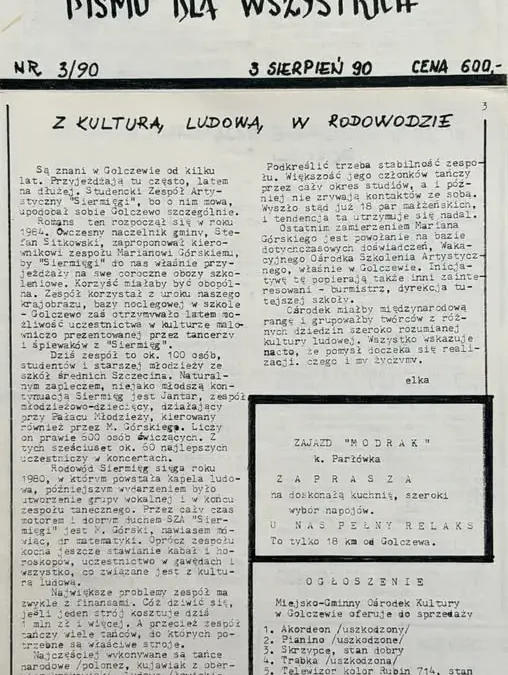 Golczewo: sentymentalna podróż do lat 90. z biuletynem „Golcze – vita”